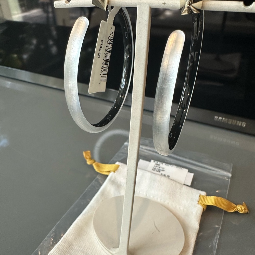🆕 Alexis Bittar Large Skinny Clear Lucite Hoop Earrings